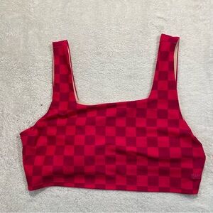 Albion Womens red magenta  checked Olivia swim crop bikini top XXL